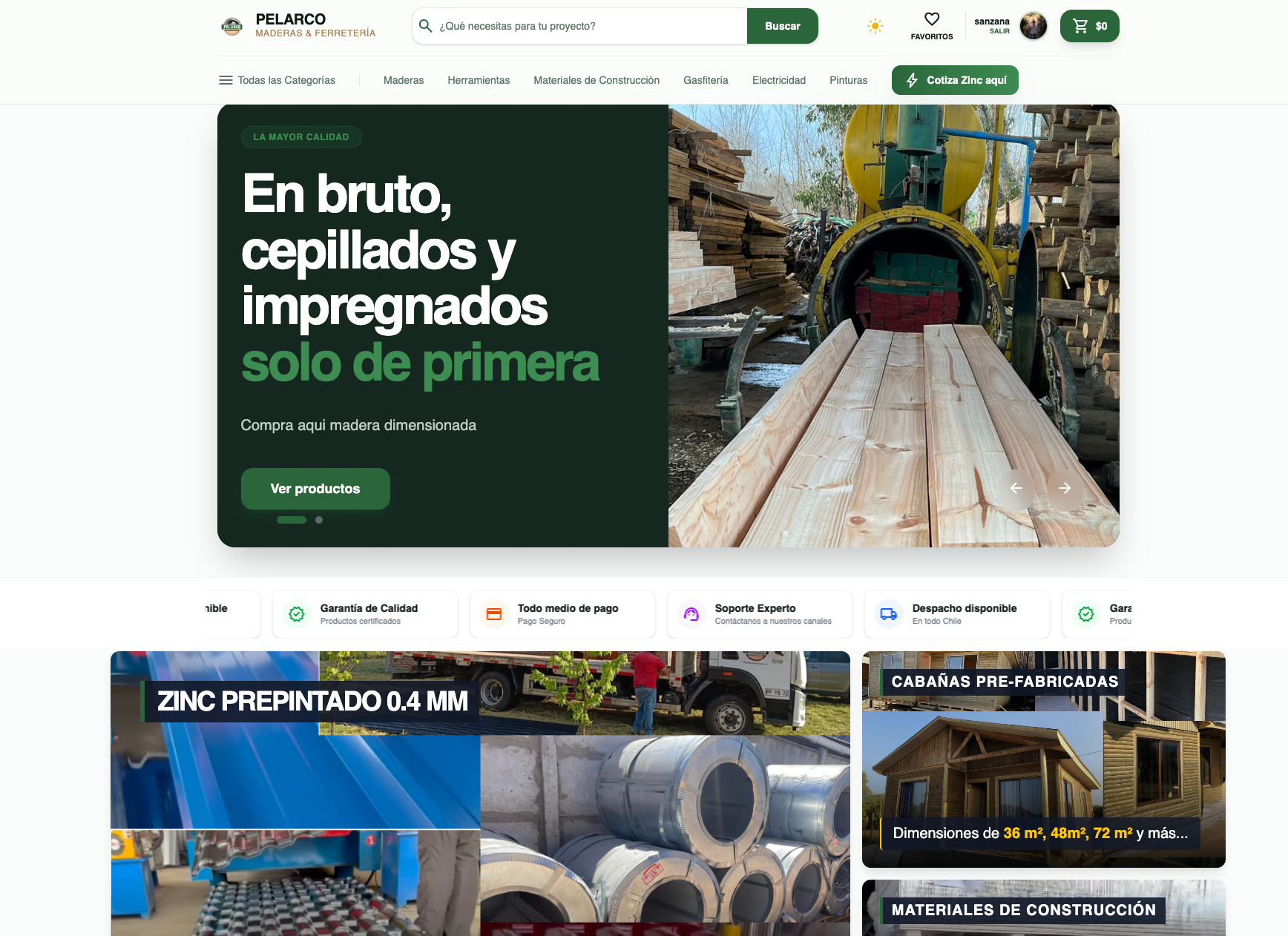 Captura de pantalla del proyecto E-commerce Ferreteria Pelarco